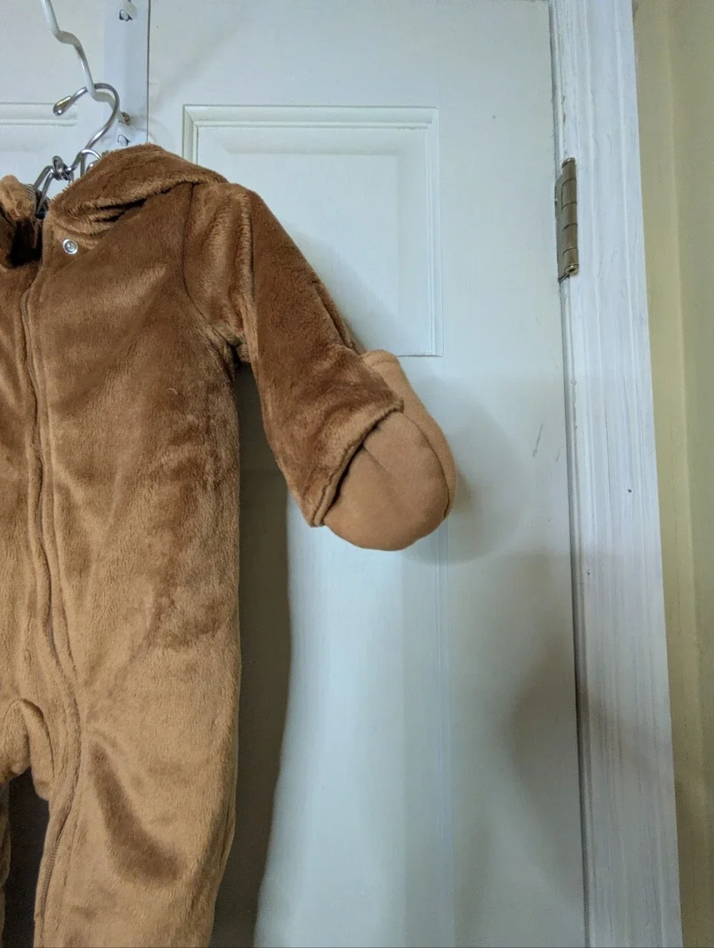 Carter's Brown Plush Hooded Baby One-Piece with Bear Feet And Bear Ears